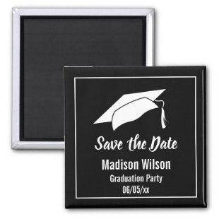 Black and White Save the Date Graduation Party Magnet