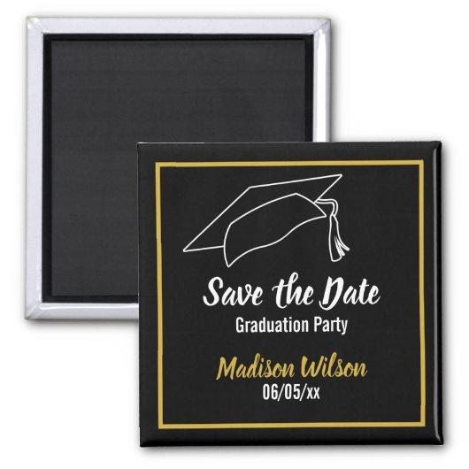 Black and White Save the Date Graduation Party Magnet