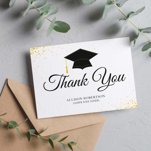 black and white simple graduation thank you postcard