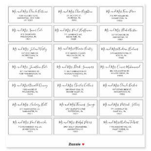 Black and White Wedding Guest Address Label
