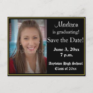 Black and Yellow Graduation Save the Date Card