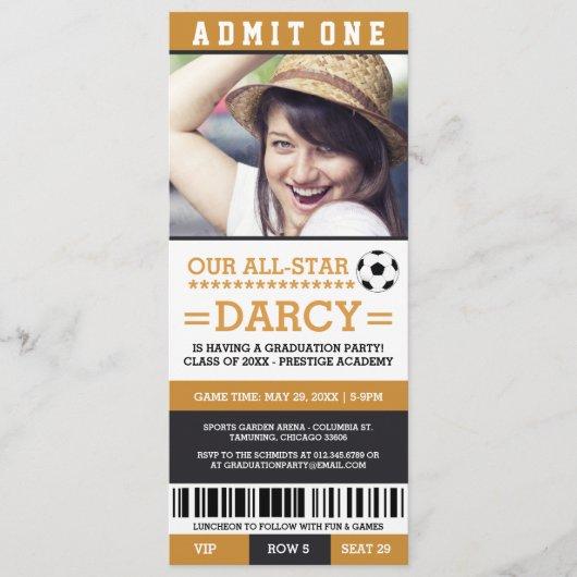 Black and Yellow Soccer Graduation Party Invites