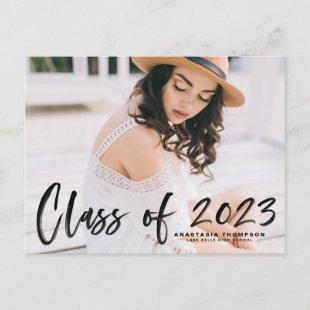 Black Brush Calligraphy Class of 2023 Graduation Postcard