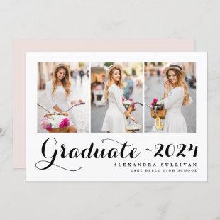Black Class of 2024 Photo Collage Graduation Invitation