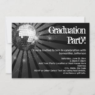 Black Disco Ball Graduation Party Invitations