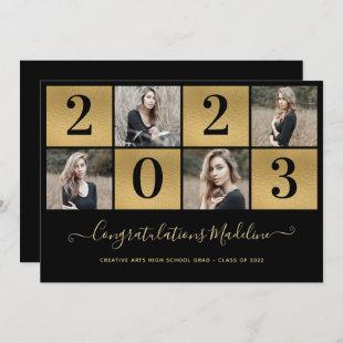 Black Gold 4 Photo Collage 2022 Graduation Announcement