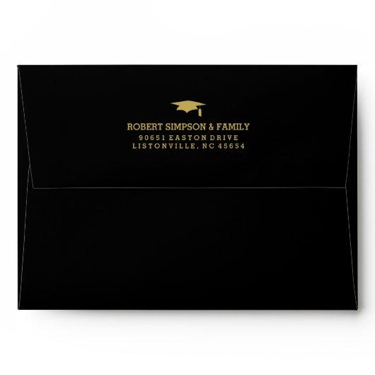Black & Gold 5x7 Graduation Invite Envelope
