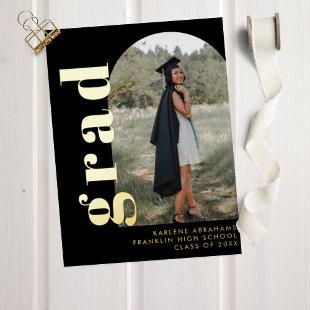 Black & Gold Arch Photo Typographic Graduation Foil Invitation