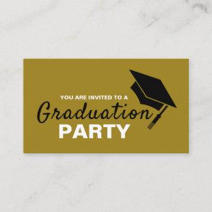 Black & Gold Cap, Graduation Party Invitation