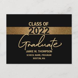 Black Gold Class of 2022 Graduation announcement  Postcard