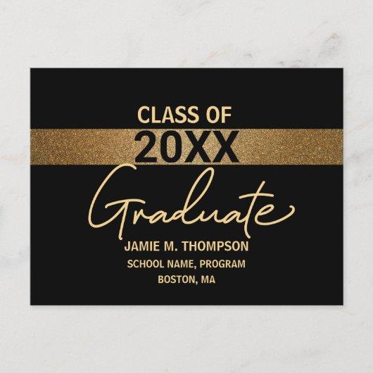 Black Gold Class of 2023 Graduation announcement Postcard