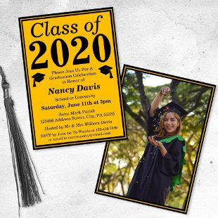 Black Gold Class of 2024 Graduation Photo Invitation
