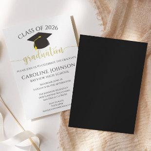 Black & Gold Class Of Graduation Party Invitation