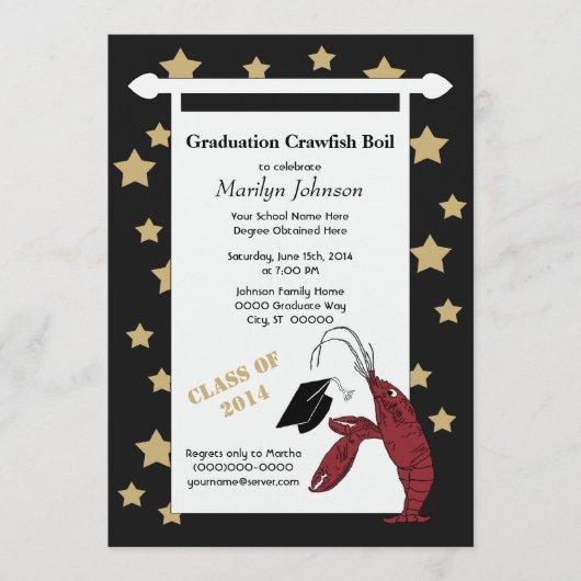Black Gold Crawfish / Lobster Stars Graduation Invitation