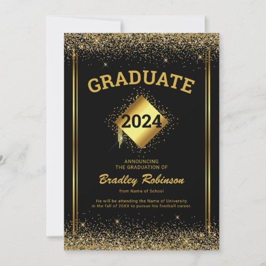 Black Gold Elegant 2024 Graduation Announcement