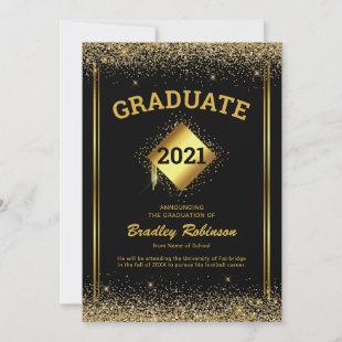 Black Gold Elegant Graduation Announcement
