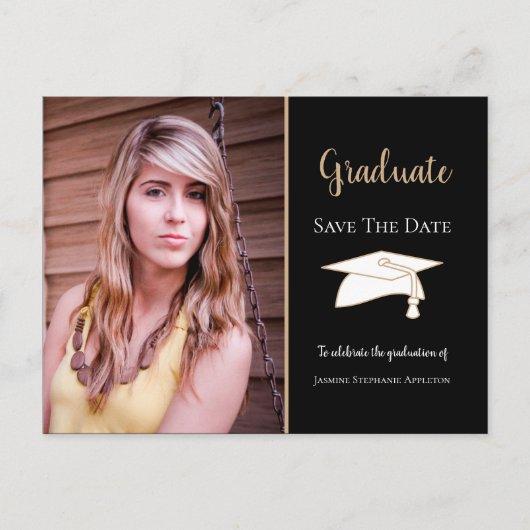 Black Gold Elegant Graduation Save The Date Announcement Postcard