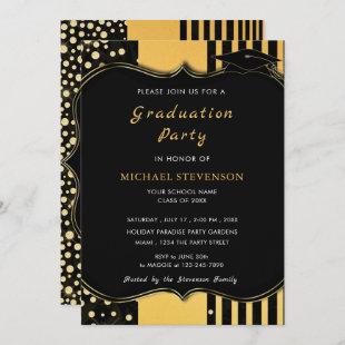 Black Gold Framed Graduation Invitation - Party