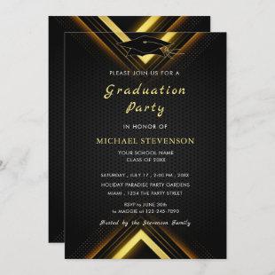 Black Gold Grad Party Invitation - Elegant Design