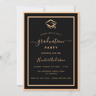 Black gold graduation party invitation