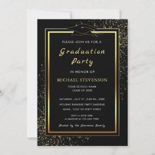 Black Gold Luxury Graduation Invitation Card