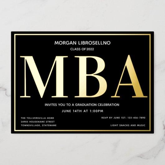 Black Gold MBA Graduation Foil Invitation
