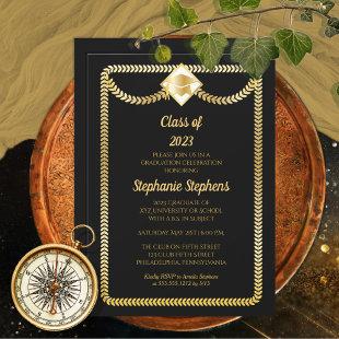 Black | Gold Serpentine Graduation Party Invitation