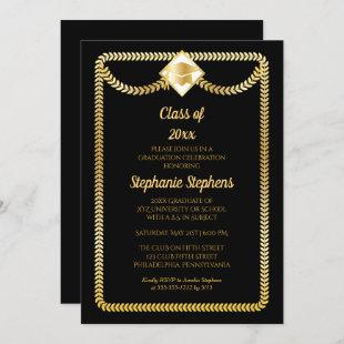 Black | Gold Serpentine Graduation Party Invitation