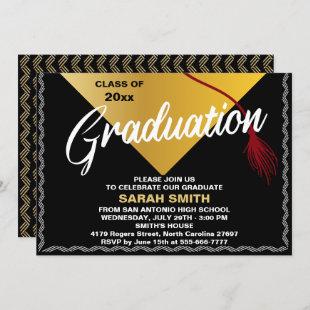 Black & Gold Simple Class of 2024 Graduation Party Invitation