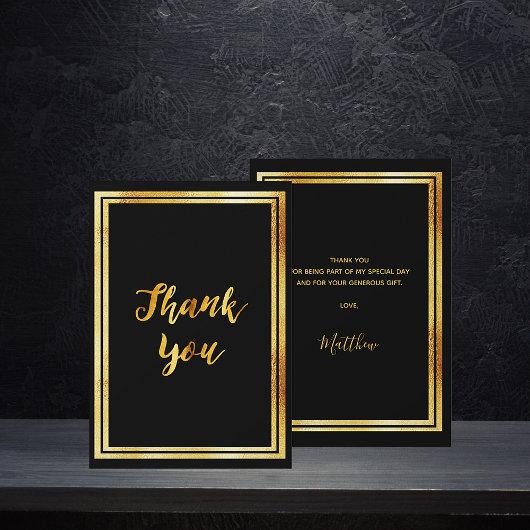 Black gold simple thank you card