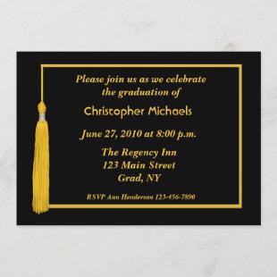 Black Gold Tassel Border Graduation Invitation