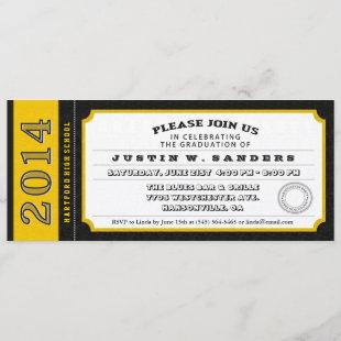 Black & Gold Ticket Style Graduation Invitation