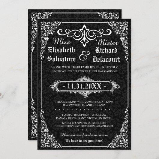 Black Gothic Victorian Damask Wedding Invites