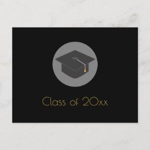 Black Grad Cap Class of 20xx Graduation Party Invitation Postcard