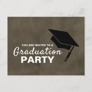 Black Grad Cap, Graduation Party Invitation