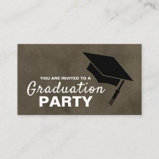 Black Grad Cap, Graduation Party Ticket Invitation