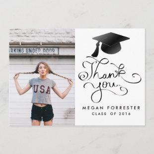 Black Graduation Hat Handwritten Thank You Photo