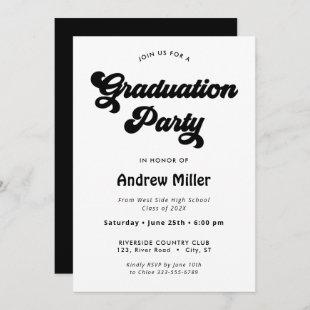 Black Groovy retro Graduation Party Invitation