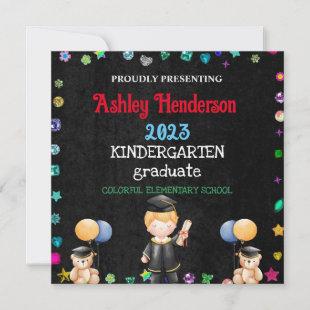 Black Kindergarten Graduation Invitation