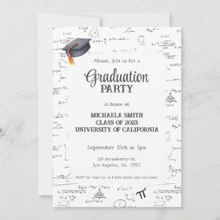 Black  Mathematics Graduation Cap Invitation