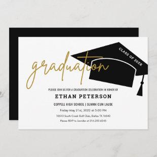 Black Minimalist High School Senior Graduation Invitation