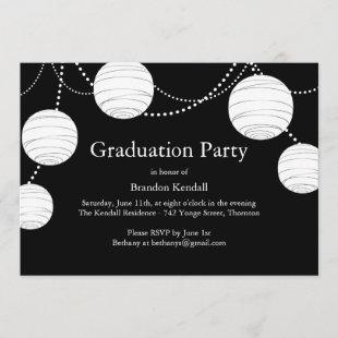 Black Party Lanterns Graduation Invitation