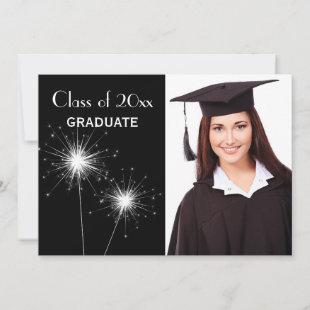 Black Photo Sparkler Graduation Announcement