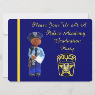 Black Police Academy Graduation Party Invitation