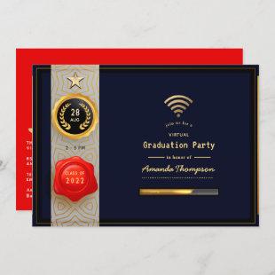 Black, Red and Gold Virtual Graduation Party Invitation
