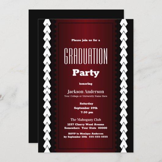 Black Red and White Graduation Party Invitation