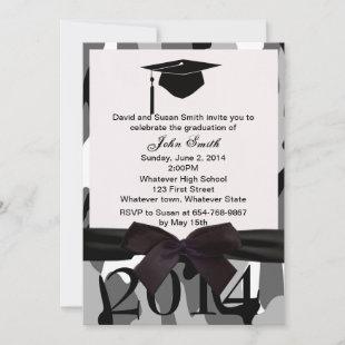 Black  Ribbon And Gray Camo Graduation Invitation