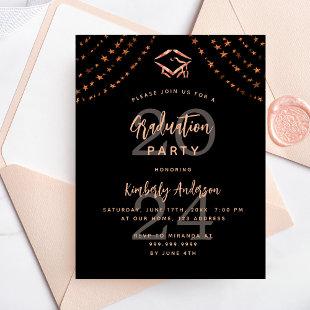 Black rose gold budget graduation party invitation flyer