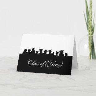 Black Silhouettes of Graduates  Customize Year Card