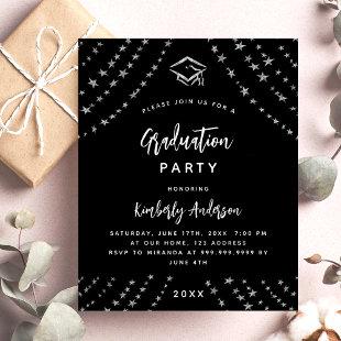 Black silver graduation party budget invitation flyer